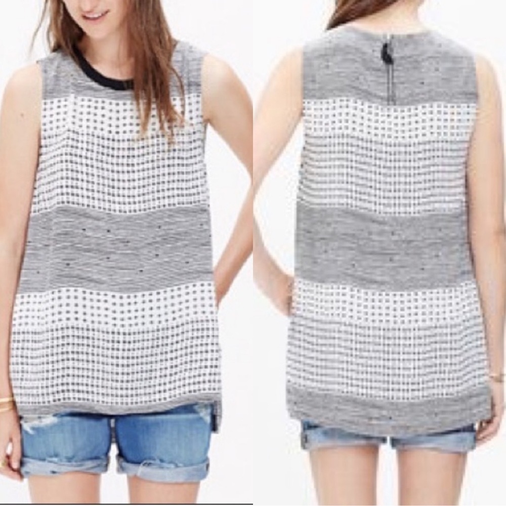 Madewell XS Refined Hashtag Tank Striped White Black E1210